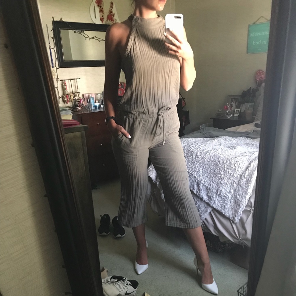 Olive High Neck 7/8 Jumpsuit